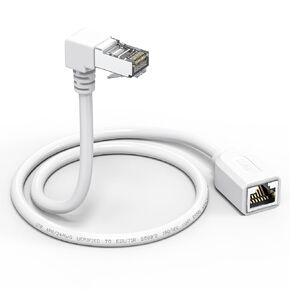 JUXINICE 2Pack 90 Degree Ethernet Extension Cable 1.5ft-Black,CAT6 Right Angle Ethernet Cable (UP+Down) LAN Cable Extender Male to Female Connector for Router Modem Smart TV PC Computer Laptop