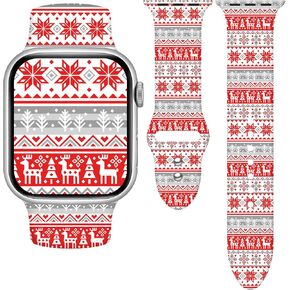 حزام ساعة TOXXU Holidays متوافق مع ساعة Apple 38 مم 40 مم 41 مم 42 مم 44 مم 45 مم 49 مم للنساء والرجال، حزام بديل مطبوع عليه عيد الميلاد المضحك الأنيق لساعة iWatch Ultra SE 9 8 7 6 5 4 3، M/L in Saudi Arabia