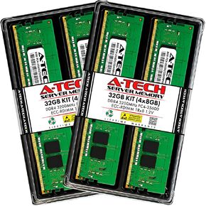 مجموعة A-Tech 64 جيجابايت (2x32 جيجابايت) DDR4 2666 ميجا هرتز PC4-21300 ECC RDIMM 2Rx4 Dual Rank 1.2V ECC وحدات ترقية ذاكرة DIMM 288-Pin للخادم وذاكرة الوصول العشوائي لمحطة العمل (سلسلة A-Tech Enterprise) in Kuwait