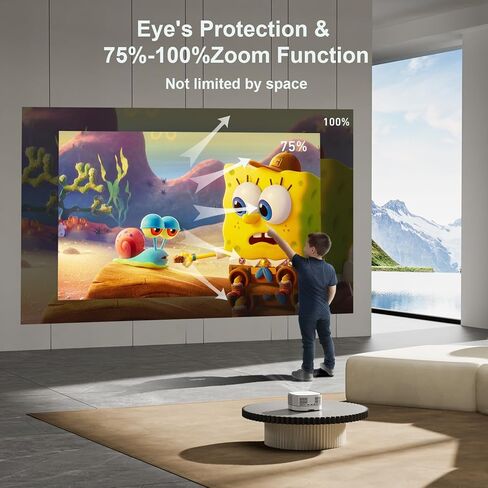 【Battery Powered】Outdoor Projector with WiFi and Bluetooth 1080P: 480 ANSI 16000L Lisowod Mini Portable Rechargeable Projector with Electric-Focus & Zoom Movie Projector for Outdoor/Home Use in Kuwait