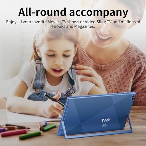 TJD Android Tablet 10 بوصة، 128 جيجابايت ROM كمبيوتر لوحي، معالج رباعي النواة، بطارية 6000 مللي أمبير في الساعة كاميرا مزدوجة مكبرات صوت ستيريو، واي فاي، بلوتوث، قراءة الألعاب أقراص Google التي تعمل باللمس (أزرق) in Kuwait