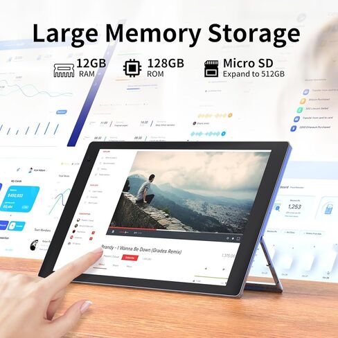 TJD Android Tablet 10 بوصة، 128 جيجابايت ROM كمبيوتر لوحي، معالج رباعي النواة، بطارية 6000 مللي أمبير في الساعة كاميرا مزدوجة مكبرات صوت ستيريو، واي فاي، بلوتوث، قراءة الألعاب أقراص Google التي تعمل باللمس (أزرق) in Kuwait