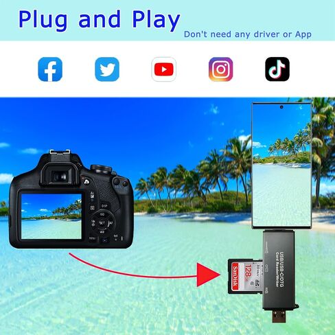 قارئ بطاقات CF/SD/TF، ​​قارئ بطاقات USB-A وUSB C من الألومنيوم، قارئ فلاش مدمج يدعم CF/SD/MicroSD متوافق مع MacBook Pro/Air، Surface Pro 9/8/7/X، Samsung Galaxy S23/S22/ 21/20 in Kuwait
