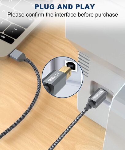 AkoaDa Printer Cable,USB A to B Cable 10ft USB 2.0 Printer Cord High Speed Scanner Cord Compatible with HP, Brother, Canon, Dell, Epson, Lexmark, Xerox, Samung and More in Saudi Arabia