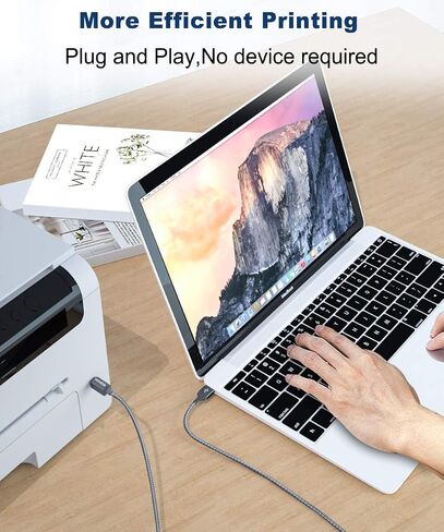 AkoaDa Printer Cable,USB A to B Cable 10ft USB 2.0 Printer Cord High Speed Scanner Cord Compatible with HP, Brother, Canon, Dell, Epson, Lexmark, Xerox, Samung and More in Saudi Arabia