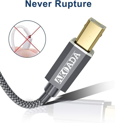 AkoaDa Printer Cable,USB A to B Cable 10ft USB 2.0 Printer Cord High Speed Scanner Cord Compatible with HP, Brother, Canon, Dell, Epson, Lexmark, Xerox, Samung and More in Saudi Arabia