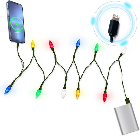 Befoxfo 2 Pack USB Christmas Light Phone Charger Cord USB and Bulb Charger,50inch 10led Multicolor Available with Phone 5，6，7，8，X,XR,XS,XS Max,11Pro Max SE2, 12/13/14,14plus,14Por,14 Pro Max in Kuwait
