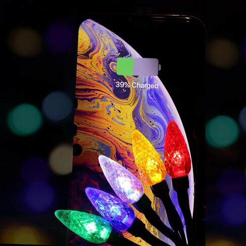 Befoxfo 2 Pack USB Christmas Light Phone Charger Cord USB and Bulb Charger,50inch 10led Multicolor Available with Phone 5，6，7，8，X,XR,XS,XS Max,11Pro Max SE2, 12/13/14,14plus,14Por,14 Pro Max in Kuwait