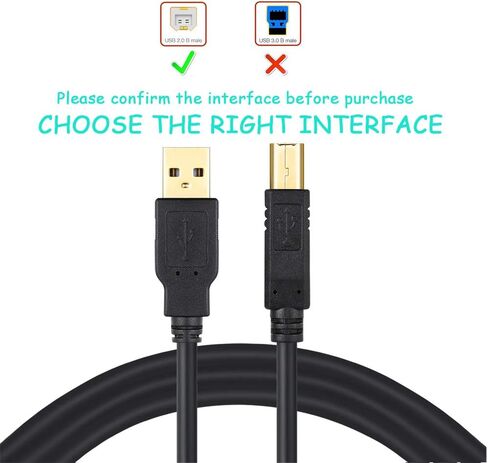 XBOHJOE USB Printer Cable 25ft USB 2.0 Type A Male to B Male Printer Scanner Cord for HP Canon Lexmark Epson Dell Xerox Samsung USB a to b Cable(Black, 25ft) in Saudi Arabia
