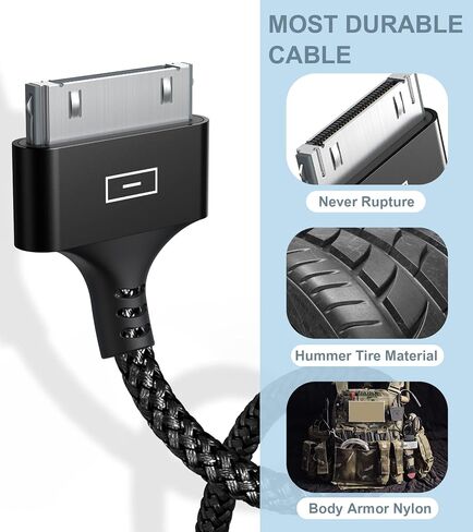 AviBrex USB to 30 Pin Charging Cable 3.3ft 2-Pack, USB Fast Charging & Sync Data Cable Nylon Braided Cord Compatible iPhone 4/4s/3G/3GS, iPad 1 2 3,iPod Touch 4 3 2 1, iPod Classic 3 2 1-Grey in Saudi Arabia