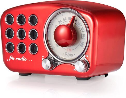 Retro Bluetooth Speaker, Vintage Radio-Greadio FM Radio with Old Fashioned Classic Style, Strong Bass Enhancement, Loud Volume, Bluetooth 5.0 Wireless Connection, TF Card and MP3 Player (RED) in Kuwait