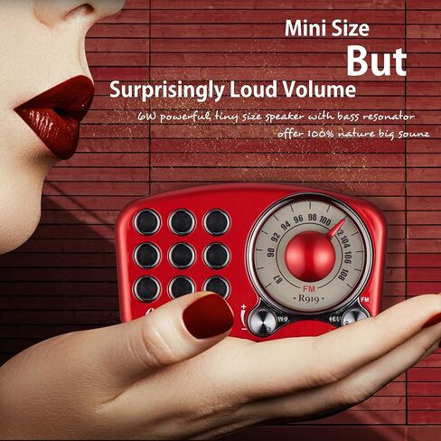 Retro Bluetooth Speaker, Vintage Radio-Greadio FM Radio with Old Fashioned Classic Style, Strong Bass Enhancement, Loud Volume, Bluetooth 5.0 Wireless Connection, TF Card and MP3 Player (RED) in Kuwait
