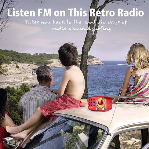Retro Bluetooth Speaker, Vintage Radio-Greadio FM Radio with Old Fashioned Classic Style, Strong Bass Enhancement, Loud Volume, Bluetooth 5.0 Wireless Connection, TF Card and MP3 Player (RED) in Kuwait