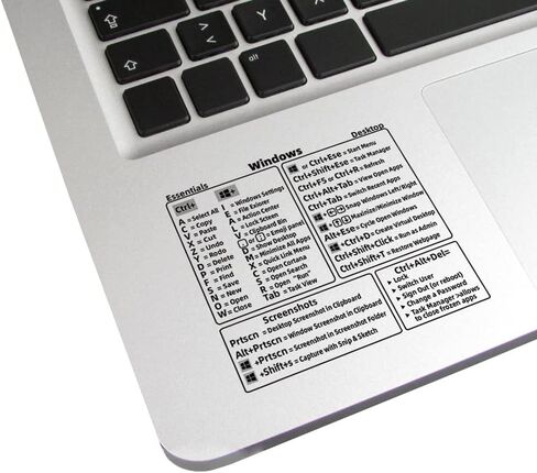 قطعتان من ملصقات اختصارات لوحة المفاتيح المرجعية السريعة من الفينيل الشفاف لنظام Windows PC، وملصقات Laotop Shortcut المتوافقة مع Windows in Kuwait