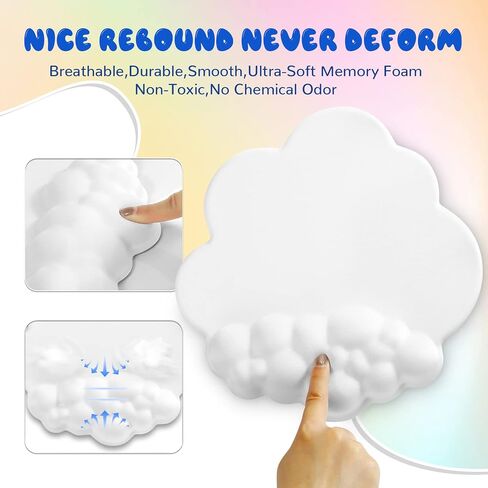 MANBASNAKE Cloud Mouse Pad Wrist Support Keyboard Wrist Rest Set with Ergonomic Memory Foam,Non-Slip Base,Cloud Coasters for Home,Office,Laptop,Desktop Computer,Easy Typing Pain Relief-Blue in Saudi Arabia