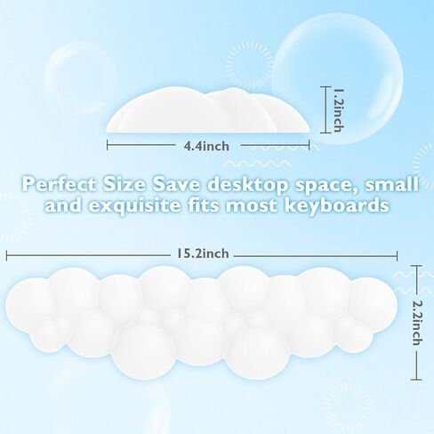MANBASNAKE Cloud Mouse Pad Wrist Support Keyboard Wrist Rest Set with Ergonomic Memory Foam,Non-Slip Base,Cloud Coasters for Home,Office,Laptop,Desktop Computer,Easy Typing Pain Relief-Blue in Saudi Arabia