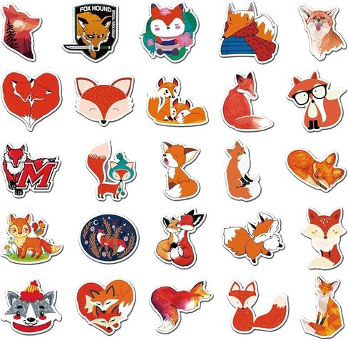 50 قطعة من ملصقات الثعلب المصنوعة من الفينيل المقاومة للماء لزجاجات المياه والكمبيوتر المحمول والأمتعة والسيارة والدراجة وحافظة الهاتف للمراهقين والكبار والأطفال in Kuwait