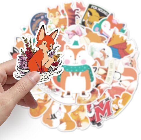 50 قطعة من ملصقات الثعلب المصنوعة من الفينيل المقاومة للماء لزجاجات المياه والكمبيوتر المحمول والأمتعة والسيارة والدراجة وحافظة الهاتف للمراهقين والكبار والأطفال in Kuwait