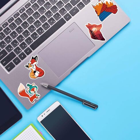 50 قطعة من ملصقات الثعلب المصنوعة من الفينيل المقاومة للماء لزجاجات المياه والكمبيوتر المحمول والأمتعة والسيارة والدراجة وحافظة الهاتف للمراهقين والكبار والأطفال in Kuwait