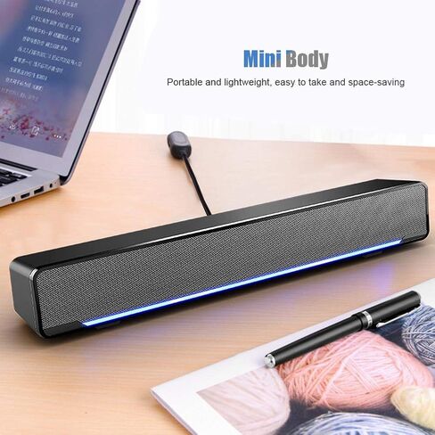مكبر صوت سلكي USB من Bewinner، مشغل موسيقى ستيريو 3.5 ملم، صندوق صوت محيطي لسطح المكتب والكمبيوتر المحمول والهاتف الذكي والكمبيوتر اللوحي MP3 MP4، ومضخم صوت محمول ومكبرات صوت منزلية (أسود) in Kuwait
