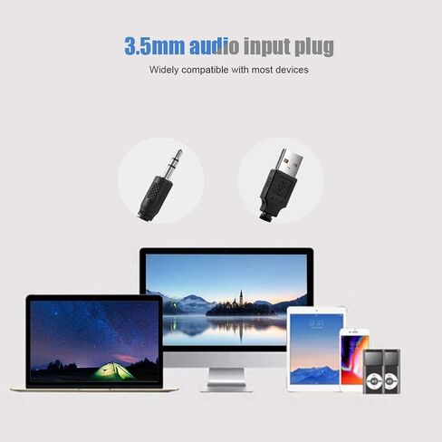 مكبر صوت سلكي USB من Bewinner، مشغل موسيقى ستيريو 3.5 ملم، صندوق صوت محيطي لسطح المكتب والكمبيوتر المحمول والهاتف الذكي والكمبيوتر اللوحي MP3 MP4، ومضخم صوت محمول ومكبرات صوت منزلية (أسود) in Kuwait