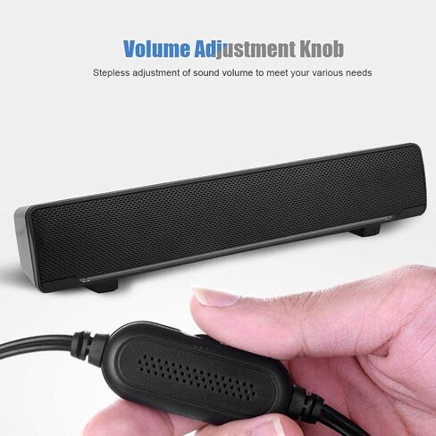 مكبر صوت سلكي USB من Bewinner، مشغل موسيقى ستيريو 3.5 ملم، صندوق صوت محيطي لسطح المكتب والكمبيوتر المحمول والهاتف الذكي والكمبيوتر اللوحي MP3 MP4، ومضخم صوت محمول ومكبرات صوت منزلية (أسود) in Kuwait