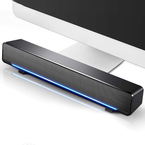 مكبر صوت سلكي USB من Bewinner، مشغل موسيقى ستيريو 3.5 ملم، صندوق صوت محيطي لسطح المكتب والكمبيوتر المحمول والهاتف الذكي والكمبيوتر اللوحي MP3 MP4، ومضخم صوت محمول ومكبرات صوت منزلية (أسود) in Kuwait