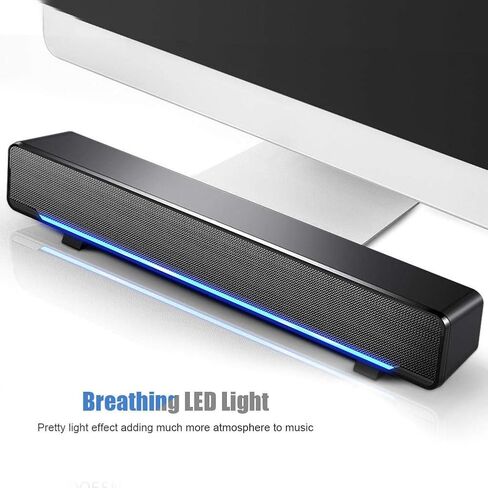 مكبر صوت سلكي USB من Bewinner، مشغل موسيقى ستيريو 3.5 ملم، صندوق صوت محيطي لسطح المكتب والكمبيوتر المحمول والهاتف الذكي والكمبيوتر اللوحي MP3 MP4، ومضخم صوت محمول ومكبرات صوت منزلية (أسود) in Kuwait