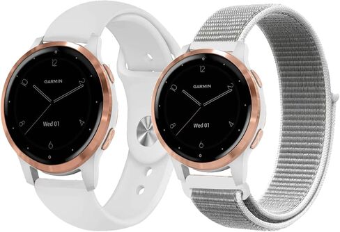 Silicone & Nylon Watch Bands for Garmin Vivoactive 4S / Venu 2S /Venu 3S / Vivomove 3S, Soft Sport 18mm Quick Release Replacement Wristband Strap for Garmin Forerunner 255s/255s Music in Kuwait