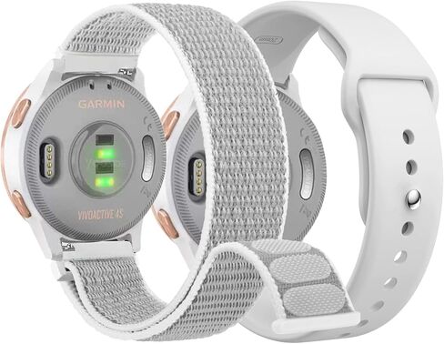 Silicone & Nylon Watch Bands for Garmin Vivoactive 4S / Venu 2S /Venu 3S / Vivomove 3S, Soft Sport 18mm Quick Release Replacement Wristband Strap for Garmin Forerunner 255s/255s Music in Kuwait