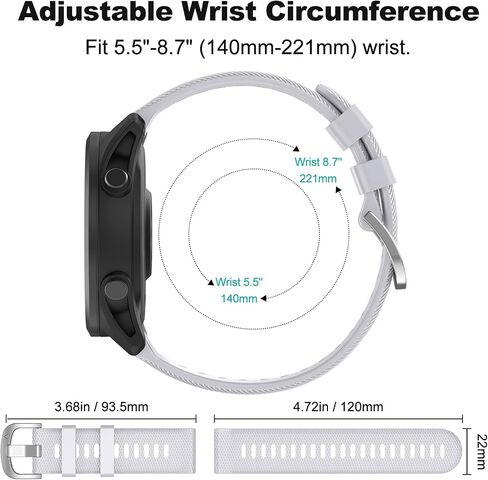 OVERSTEP Watch Band for Garmin Forerunner 255/265/Vivoactive 4/Venu 2 | 22mm Silicone Watch Bands for Garmin Vivoactive 4/Forerunner 255/265 Music/Venu 2 in Kuwait