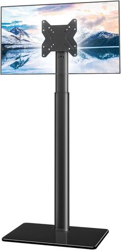 Universal TV Stand Monitor with Mount 100 Degree Swivel Height Adjustable and Tilt Function for 19 to 43 inch LCD, LED OLED TVs,Space Saving Standing Bedroom Living Room Corner,Black in Kuwait