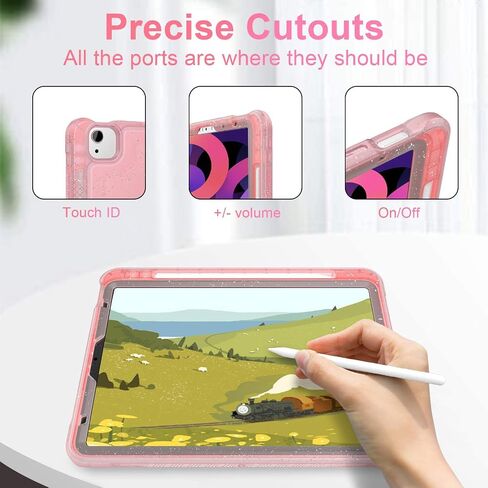 ZoneFoker Case for iPad Air 5th/ 4th Generation Case (2022/2020) 10.9'', for iPad Pro 11 Inch (4th/3rd/2nd/1st Gen), Hard Sturdy Slim Cover for iPad Air 5 4 th with Pencil Holder/Stand, Clear Glitter in Saudi Arabia