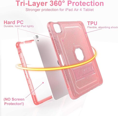 ZoneFoker Case for iPad Air 5th/ 4th Generation Case (2022/2020) 10.9'', for iPad Pro 11 Inch (4th/3rd/2nd/1st Gen), Hard Sturdy Slim Cover for iPad Air 5 4 th with Pencil Holder/Stand, Clear Glitter in Saudi Arabia