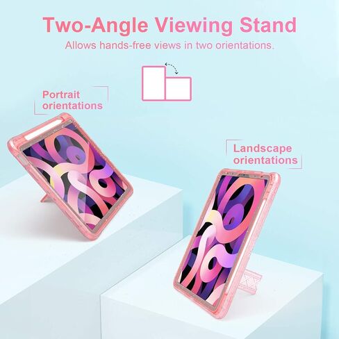 ZoneFoker Case for iPad Air 5th/ 4th Generation Case (2022/2020) 10.9'', for iPad Pro 11 Inch (4th/3rd/2nd/1st Gen), Hard Sturdy Slim Cover for iPad Air 5 4 th with Pencil Holder/Stand, Clear Glitter in Saudi Arabia
