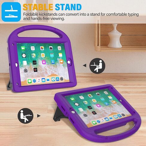 حافظة SUPLIK للأطفال لجهاز iPad الجيل الخامس/السادس (9.7 بوصة، 2017/2018)، حافظة iPad Air 2/1 & Pro 9.7 مع واقي شاشة، غطاء حماية متين مع حامل مقبض لجهاز Apple iPad 5/6 Gen، وردي in Kuwait
