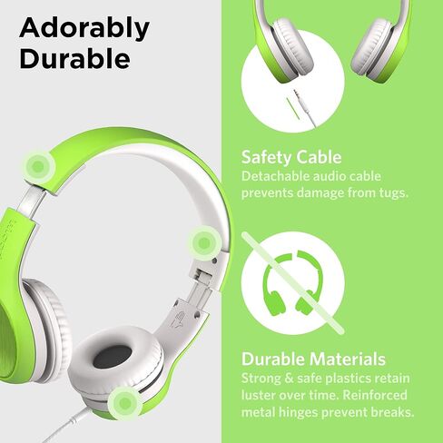 LilGadgets Connect+ Style On-Ear Kids Headphones with Microphone - SharePort Technology, SoftTouch Padding, Detachable Cable, Volume Limiting, Durable & Adjustable - Purple in Kuwait