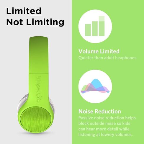 LilGadgets Connect+ Style On-Ear Kids Headphones with Microphone - SharePort Technology, SoftTouch Padding, Detachable Cable, Volume Limiting, Durable & Adjustable - Purple in Kuwait
