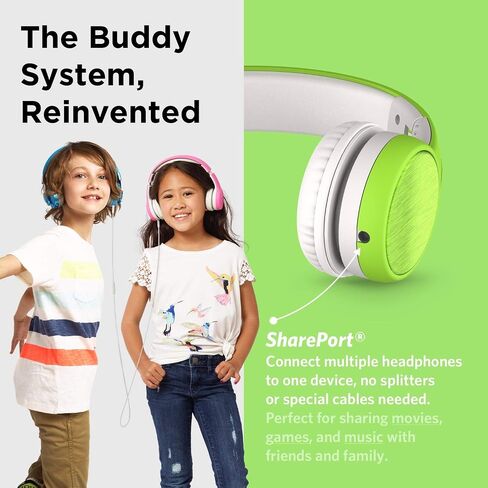 LilGadgets Connect+ Style On-Ear Kids Headphones with Microphone - SharePort Technology, SoftTouch Padding, Detachable Cable, Volume Limiting, Durable & Adjustable - Purple in Kuwait