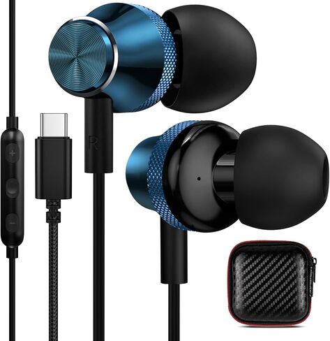 سماعات أذن USB C OOOYA USB من النوع C سلكية لهاتف Samsung Galaxy S23 FE Fold Flip5 A54 S22 Ultra S21 S20 HiFi ستيريو داخل الأذن مع ميكروفون لهاتف iPhone 15 Pro iPad 10 Mini 6 Air 5th Pixel 8 7 OnePlus in Kuwait