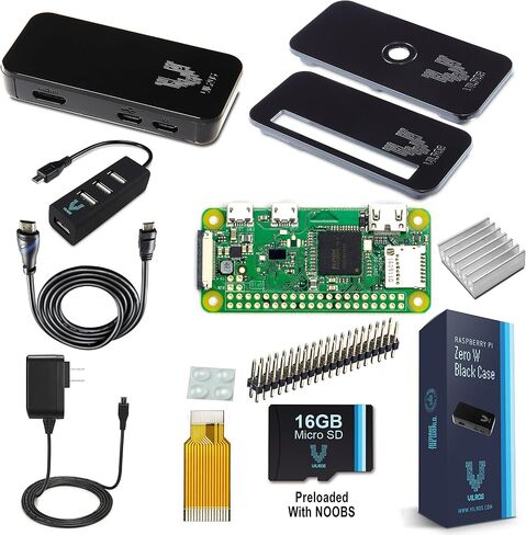 مجموعة Raspberry Pi Zero W الكاملة للمبتدئين - إصدار حافظة سوداء ممتازة - تتضمن Pi Zero W و7 ملحقات أساسية in Saudi Arabia