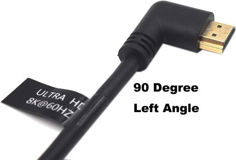 2 Feet 48Gbps HDMI 8K@60Hz Ultra HD Cable, Straight Male to Right Angle Male HDMI 2.1 High Speed Shield Cord for Xbox TV PS4 PS5 Switch, Support 4K@120Hz, 3D Dynamic HDR in Kuwait