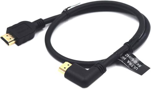 2 Feet 48Gbps HDMI 8K@60Hz Ultra HD Cable, Straight Male to Right Angle Male HDMI 2.1 High Speed Shield Cord for Xbox TV PS4 PS5 Switch, Support 4K@120Hz, 3D Dynamic HDR in Kuwait