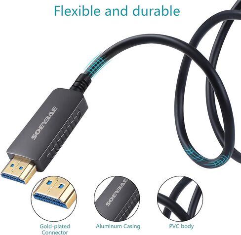 كابل HDMI من الألياف الضوئية SOEYBAE 8K بطول 100 قدم/30 مترًا، كابل HDMI 2.1 يدعم 8K@60 هرتز، 4K@120 هرتز، 48 جيجابت في الثانية، eARC، HDCP2.2، PS5 in Kuwait