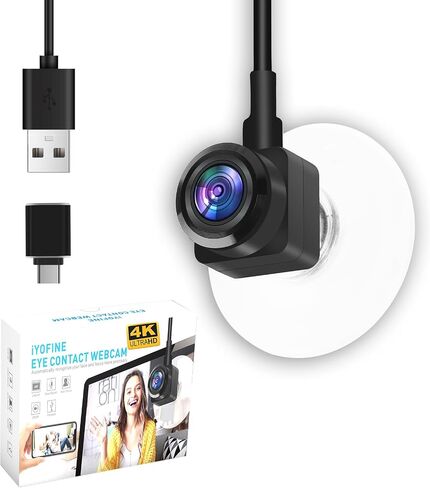 كاميرا ويب IYOFINE Eye to Cam 3 بدقة 4K مع كوب شفط مثبت في الشاشة الوسطى، وكاميرا IMX179 CMOS بدقة 8 ميجابكسل، وكاميرا ذات تركيز تلقائي بعدسة تكبير، وإنشاء اتصال إيجابي في كل مكالمات/مؤتمرات. in Kuwait
