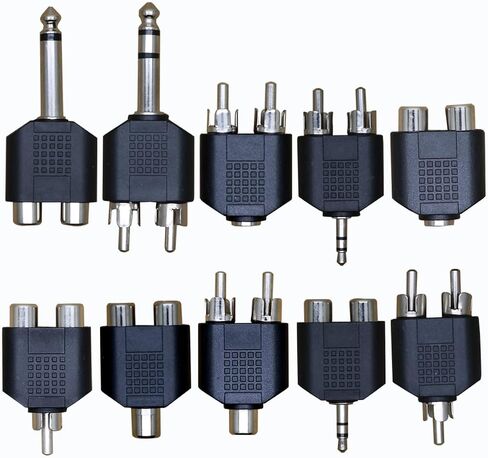 محول ستيريو ذكر 6.35 ملم 3.5 ملم الى 2 RCA انثى 3.2 F-2x3.2 RCA M ستيريو توصيل الصوت اثنين من الذكور 3.2 ملم (1/8 انش) وواحد انثى 3.2 ملم (1/8 انش) محول 【10 قطع in Saudi Arabia