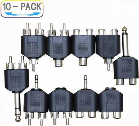 محول ستيريو ذكر 6.35 ملم 3.5 ملم الى 2 RCA انثى 3.2 F-2x3.2 RCA M ستيريو توصيل الصوت اثنين من الذكور 3.2 ملم (1/8 انش) وواحد انثى 3.2 ملم (1/8 انش) محول 【10 قطع in Saudi Arabia