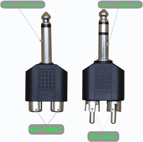 محول ستيريو ذكر 6.35 ملم 3.5 ملم الى 2 RCA انثى 3.2 F-2x3.2 RCA M ستيريو توصيل الصوت اثنين من الذكور 3.2 ملم (1/8 انش) وواحد انثى 3.2 ملم (1/8 انش) محول 【10 قطع in Saudi Arabia