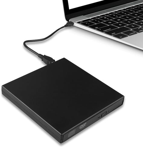 مشغل أقراص DVD خارجي USB من Kedoo لأجهزة الكمبيوتر المحمول USB 2.0 متوافق مع أنظمة متعددة (أسود). in Saudi Arabia