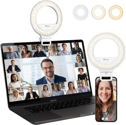 مصباح حلقة سيلفي مطوّر من ميثون، [3 أوضاع للإضاءة] [قابل لإعادة الشحن] مع 80 لمبة LED، قابل للدوران 360 درجة، مسافة مشبك عريضة للغاية، متوافق مع جميع الهواتف والأجهزة اللوحية وأجهزة الكمبيوتر المحمول in Kuwait